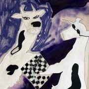 Two cows playing chess in BK